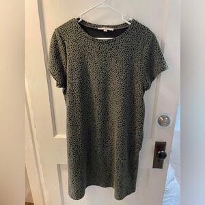 LOFT GREEN/BLACK DRESS, SHORT SLEEVE, KNEE LENGTH, LARGE